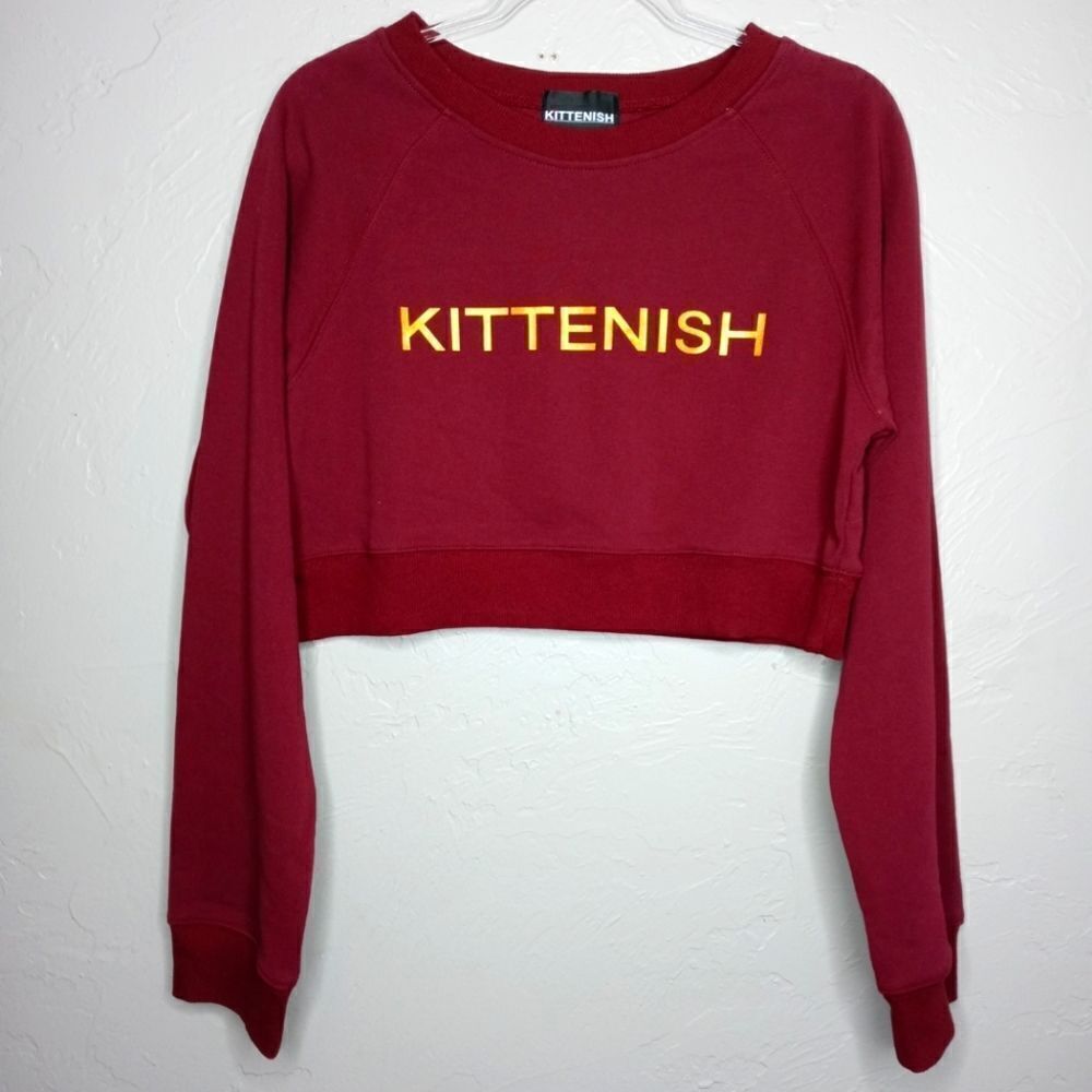 Kittenish Burgundy Crop Sweatshirt